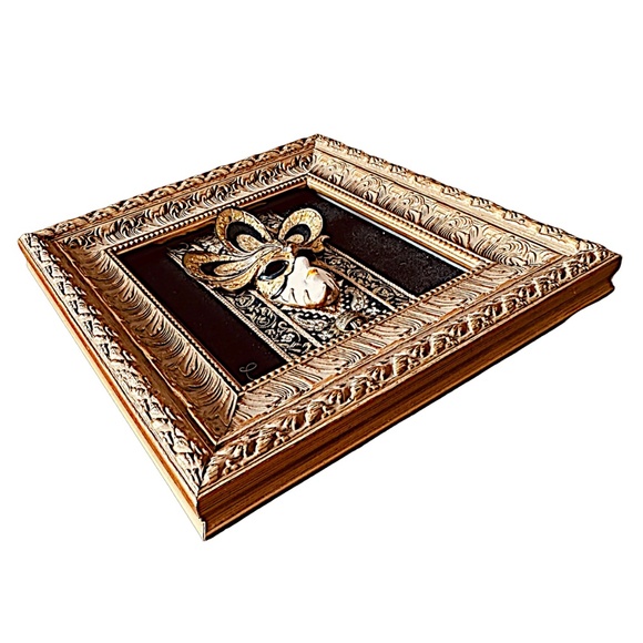 Framed Venetian Style Jester Mask Art Decor 7.5”x 7.5” Ornate - Picture 2 of 8